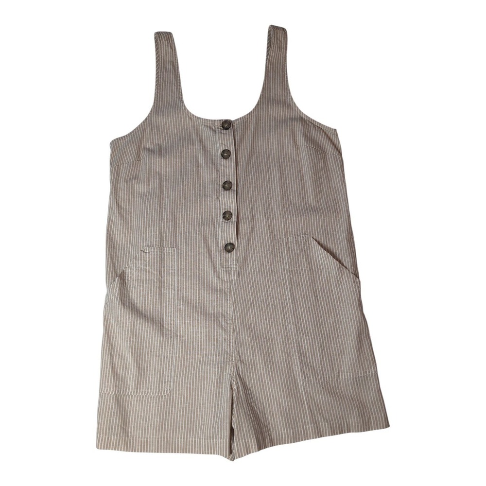 Marine Layer Sydney Romper NEW Women Large Natural Stripe Coastal Hemp Blend